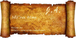 Jóna Alma névjegykártya